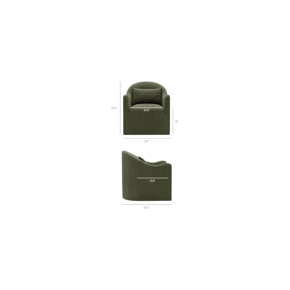 Modway Bardot Slipcovered Accent Chair in Sage – Curved Back Upholstered Living Room Chair with Pillow – Linen Blend Lounge Chair for Bedroom or Reception Area