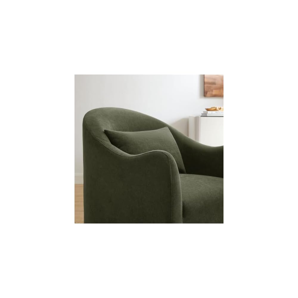 Modway Bardot Slipcovered Accent Chair in Sage – Curved Back Upholstered Living Room Chair with Pillow – Linen Blend Lounge Chair for Bedroom or Reception Area