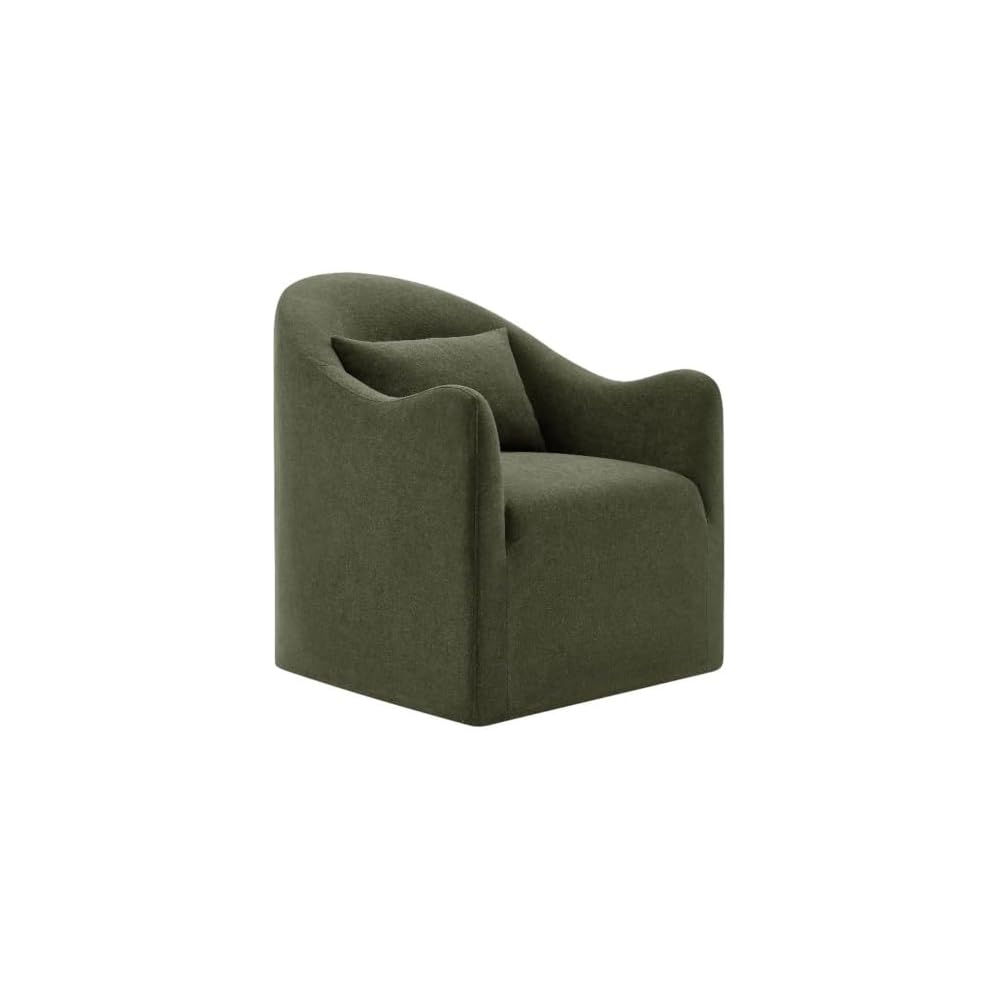 Modway Bardot Slipcovered Accent Chair in Sage – Curved Back Upholstered Living Room Chair with Pillow – Linen Blend Lounge Chair for Bedroom or Reception Area