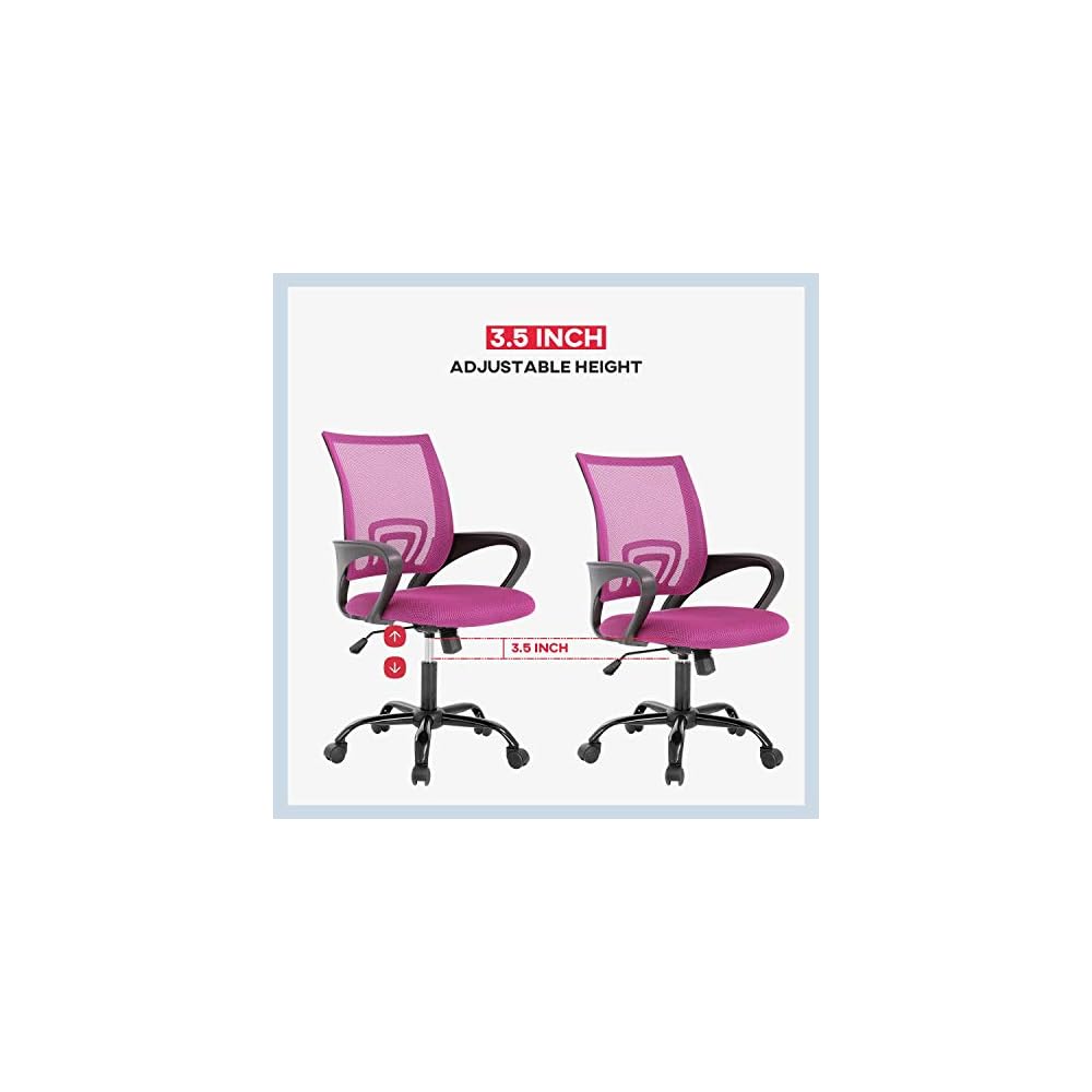 BestOffice | Ergonomic Office Chair | Pink | Pack of 2 | Mesh Desk Chair