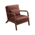 Single Solid Wood Sofa Accent Arm Chair with Lumber Pillows,Modern Retro Leisure Chair for Living Room Office,Upholstered Armchair for Bedroom Reading(Curry)