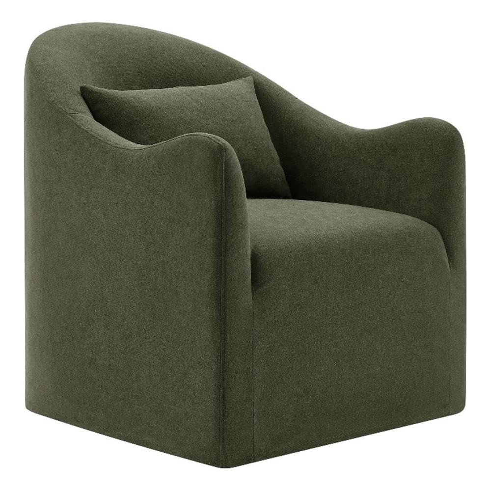 Modway Bardot Slipcovered Accent Chair in Sage – Curved Back Upholstered Living Room Chair with Pillow – Linen Blend Lounge Chair for Bedroom or Reception Area