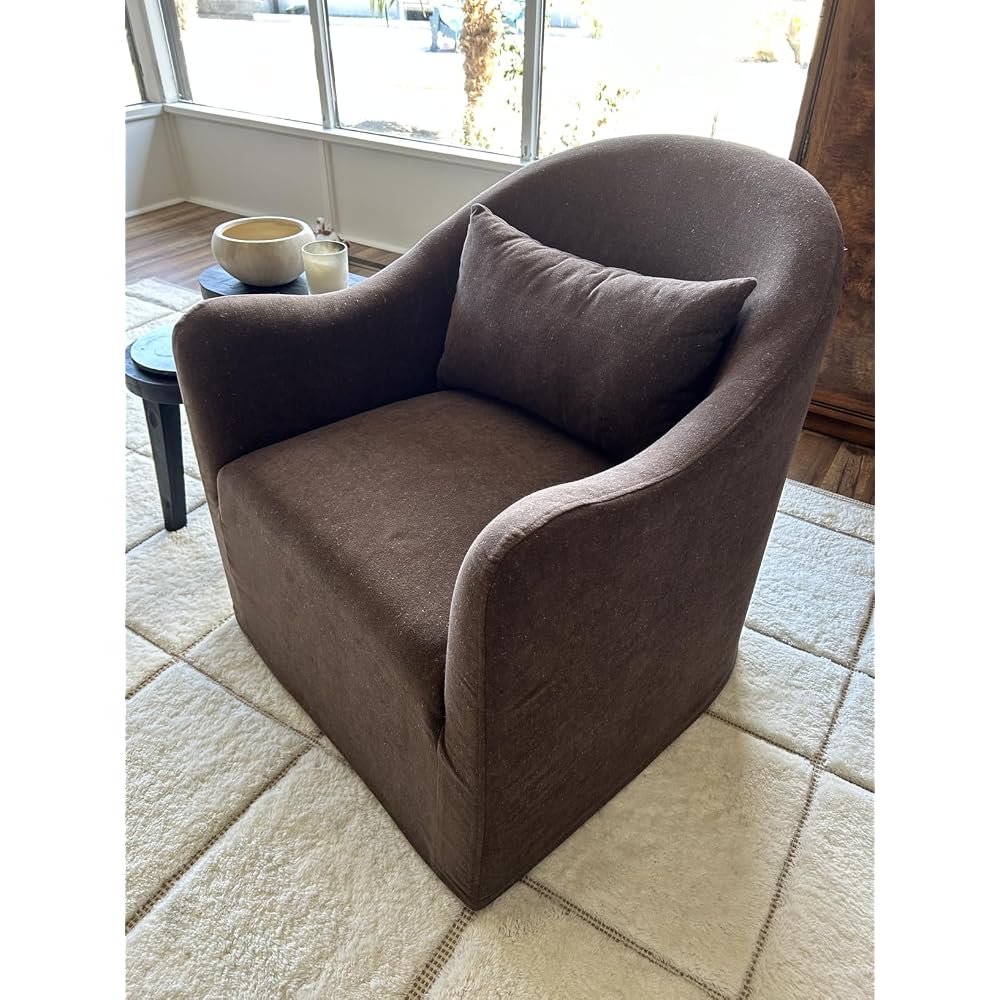 Modway Bardot Slipcovered Accent Chair in Sage – Curved Back Upholstered Living Room Chair with Pillow – Linen Blend Lounge Chair for Bedroom or Reception Area