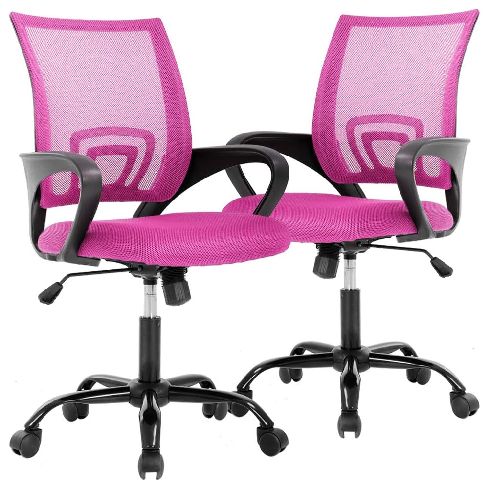 BestOffice | Ergonomic Office Chair | Pink | Pack of 2 | Mesh Desk Chair