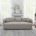 KINWELL 85" Boucle Upholstered Sofa Couch with 5 Toss Pillows, Taupe